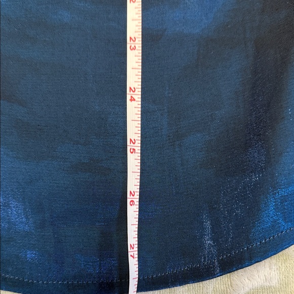 Gorgeous‎ Satin-Shine Button Front Blouse, Cobalt Blue Rayon Blend, Small - Picture 7 of 9